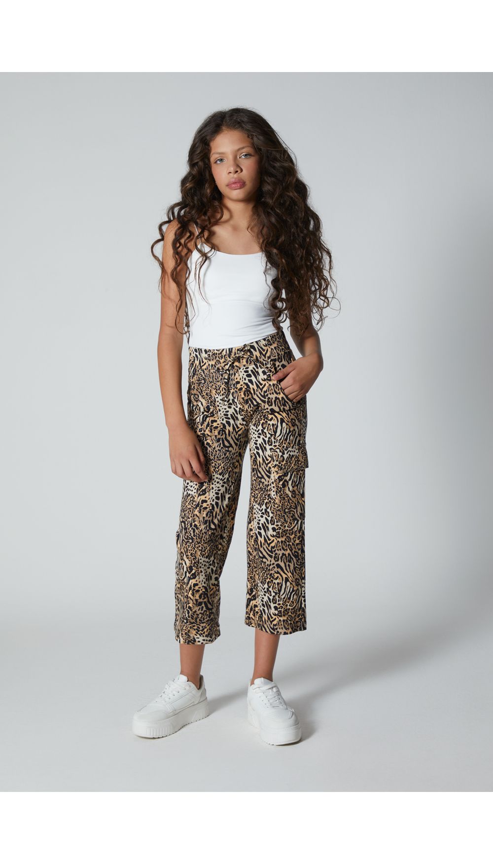 Pantalon para niña recto cargo