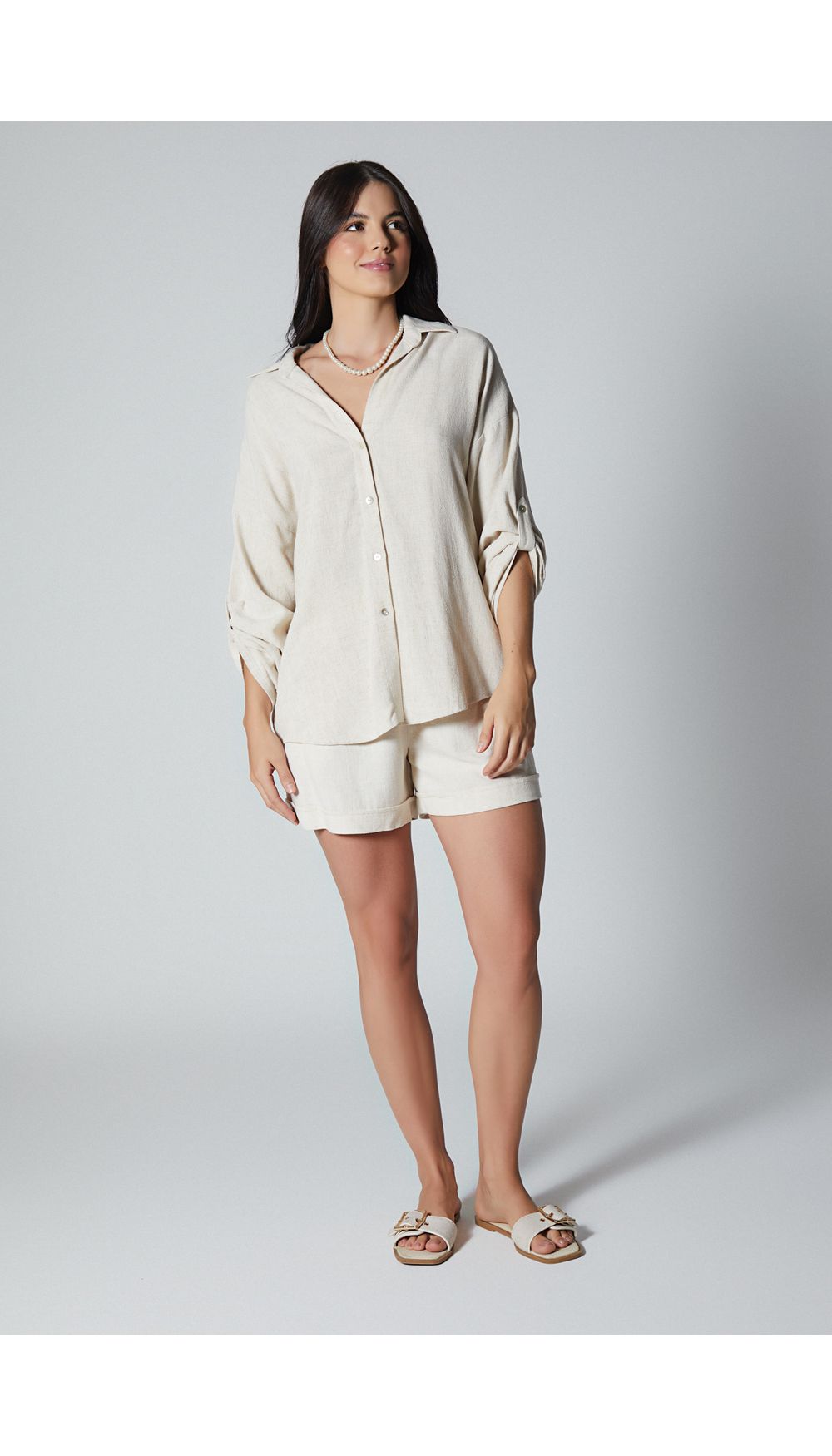 Bluson camisero para dama manga tres cua
