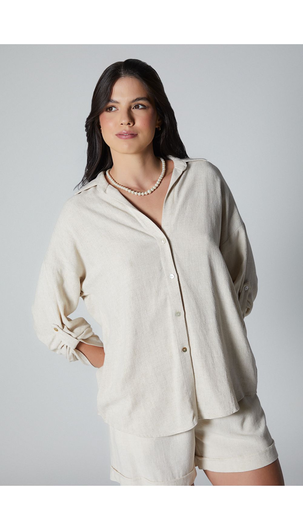 Bluson camisero para dama manga tres cua