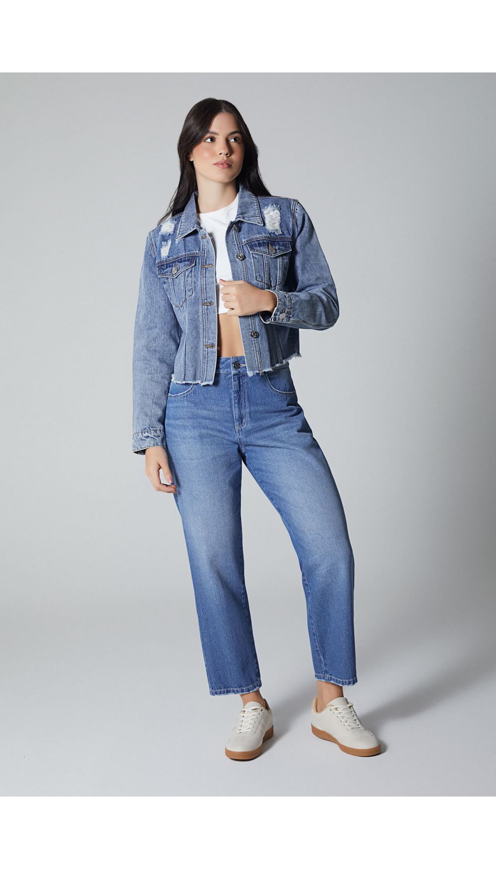 Chaqueta de denim con destroyer