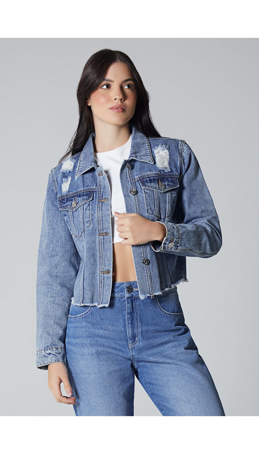 Chaqueta de denim con destroyer