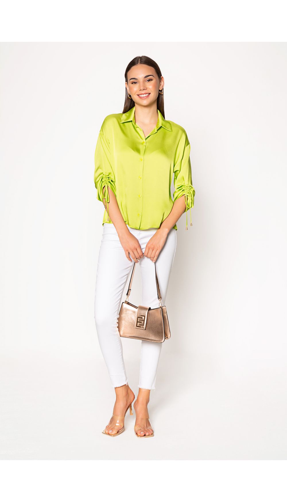 Blusa camisera  manga tres cuartos