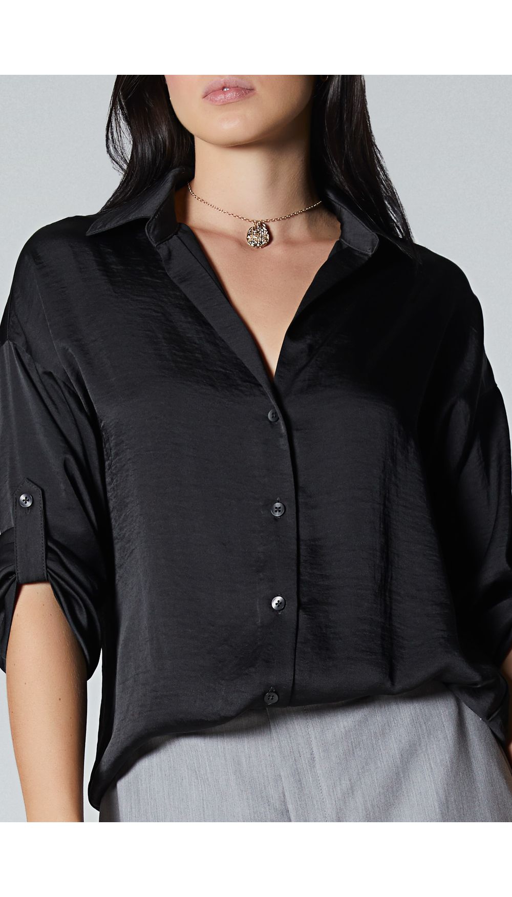 Bluson camisero manga tres cuartos para mujer