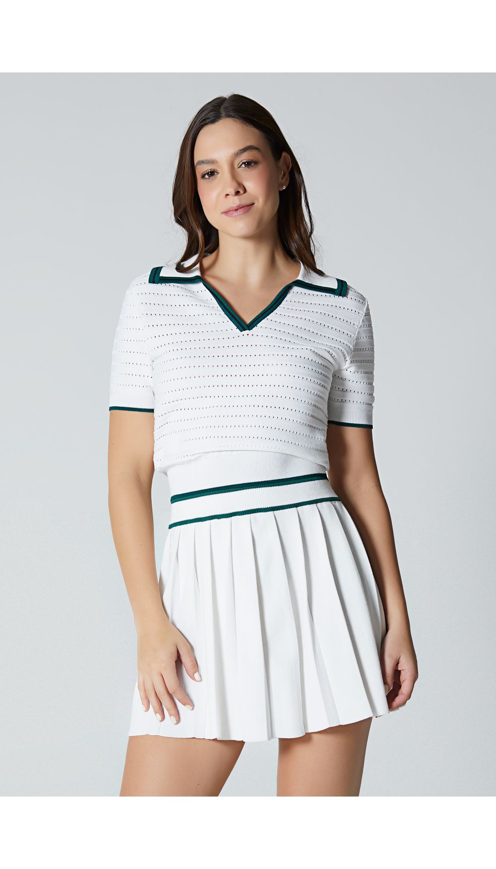 Blusa manga corta tejida para mujer