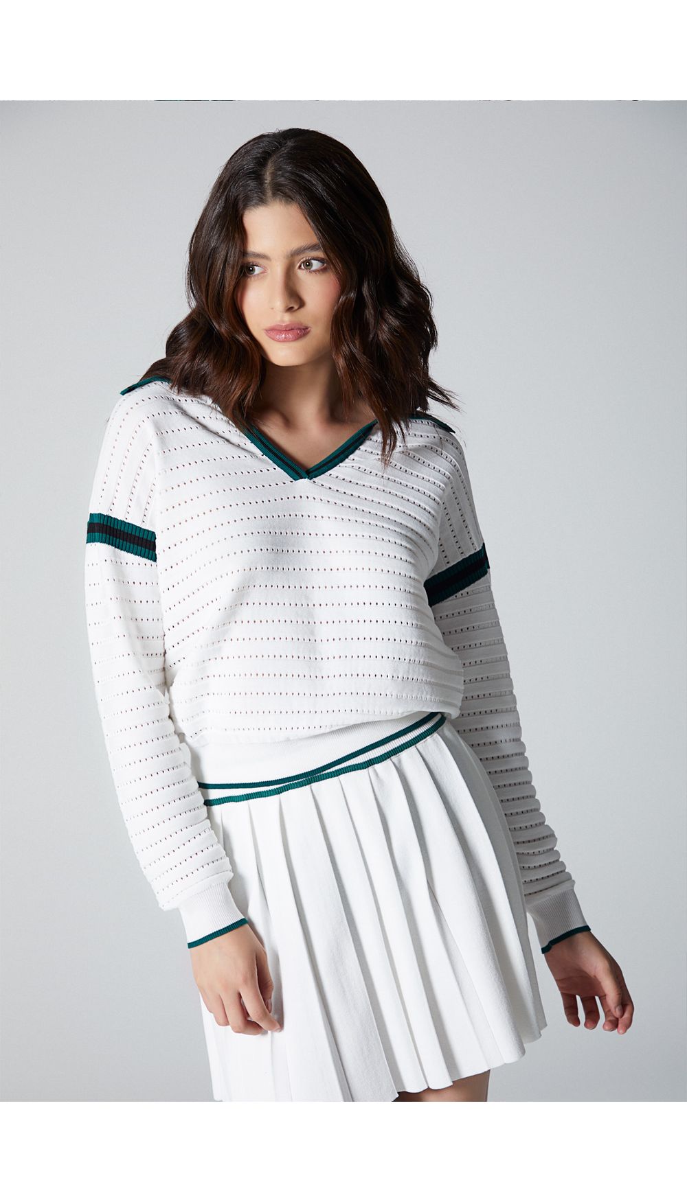 Blusa manga larga tejida para mujer