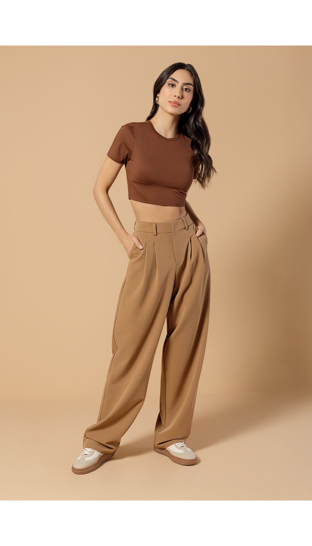 Blusa basica crop para mujer