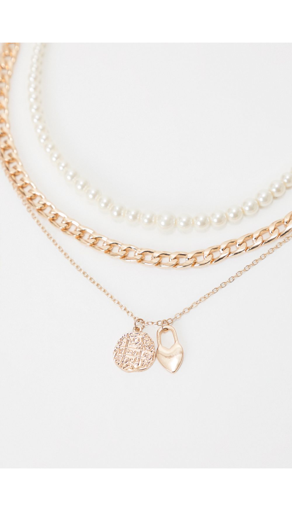 Set collar con cadenas y perlas