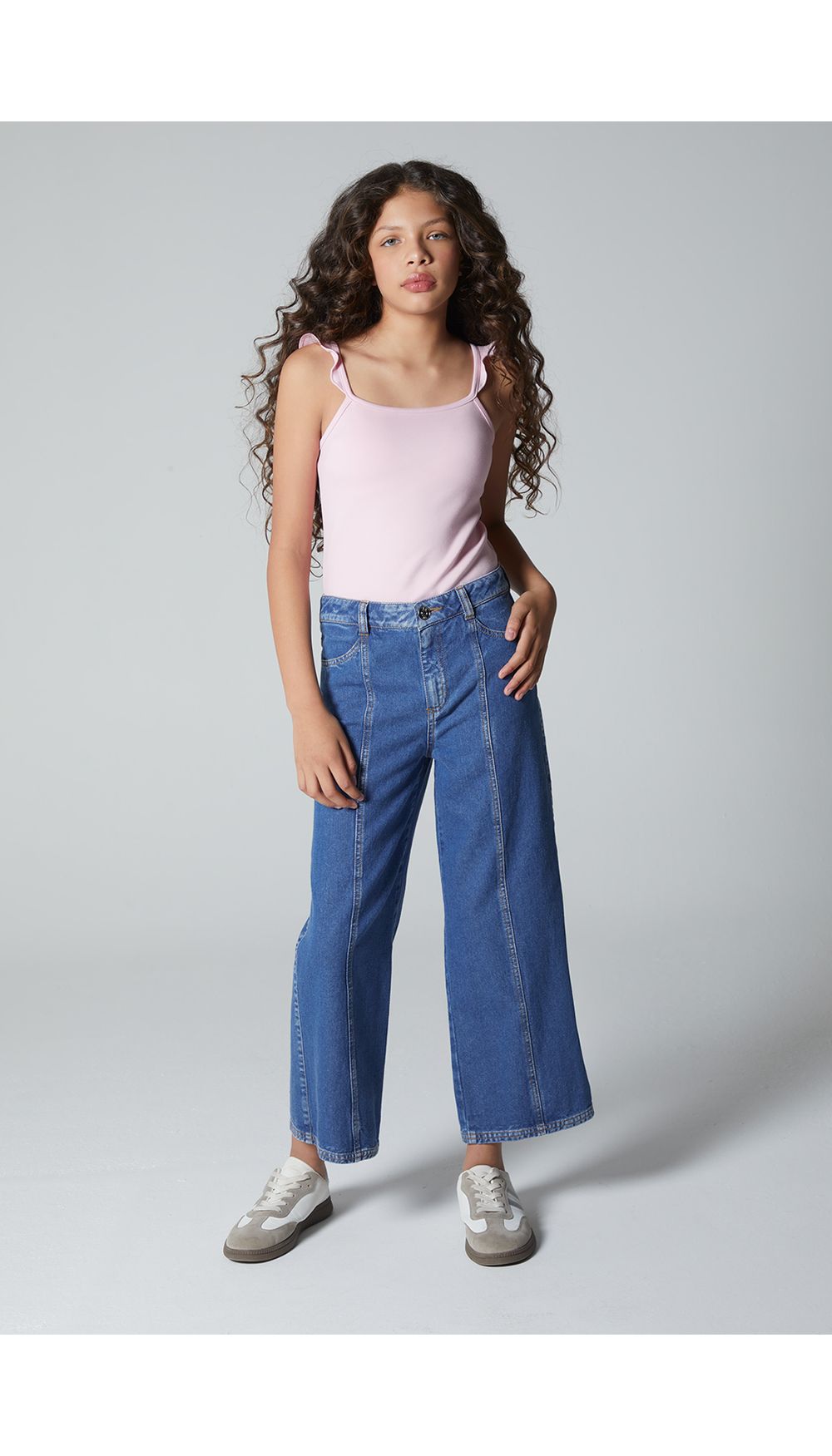 Jean para niña  tiro alto palazo