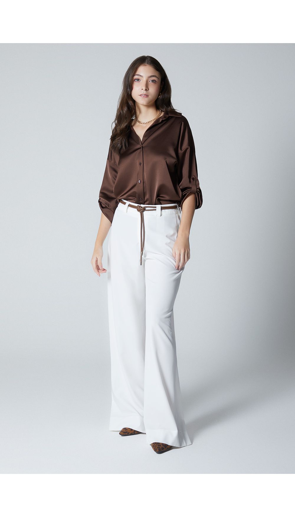 Bluson camisero para dama manga tres cuartos
