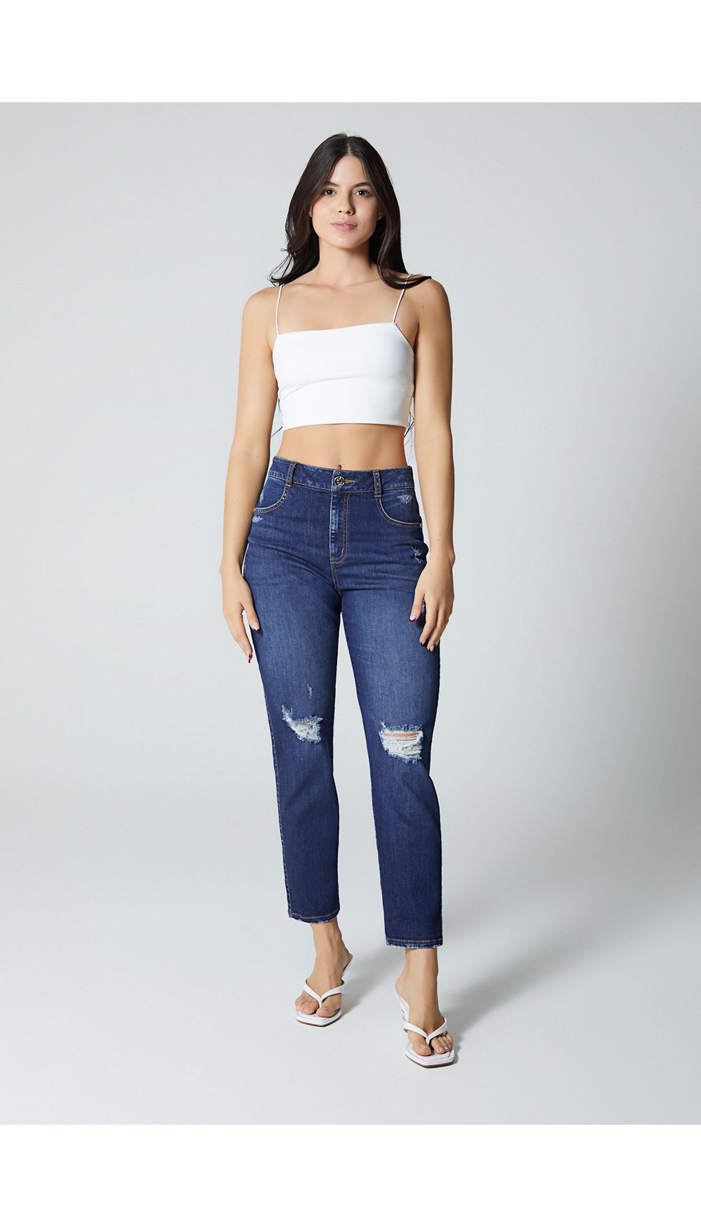 Jean para mujer  tiro alto mom fit