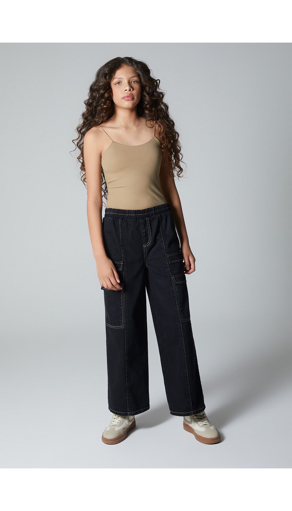Jean para niña tiro alto recto