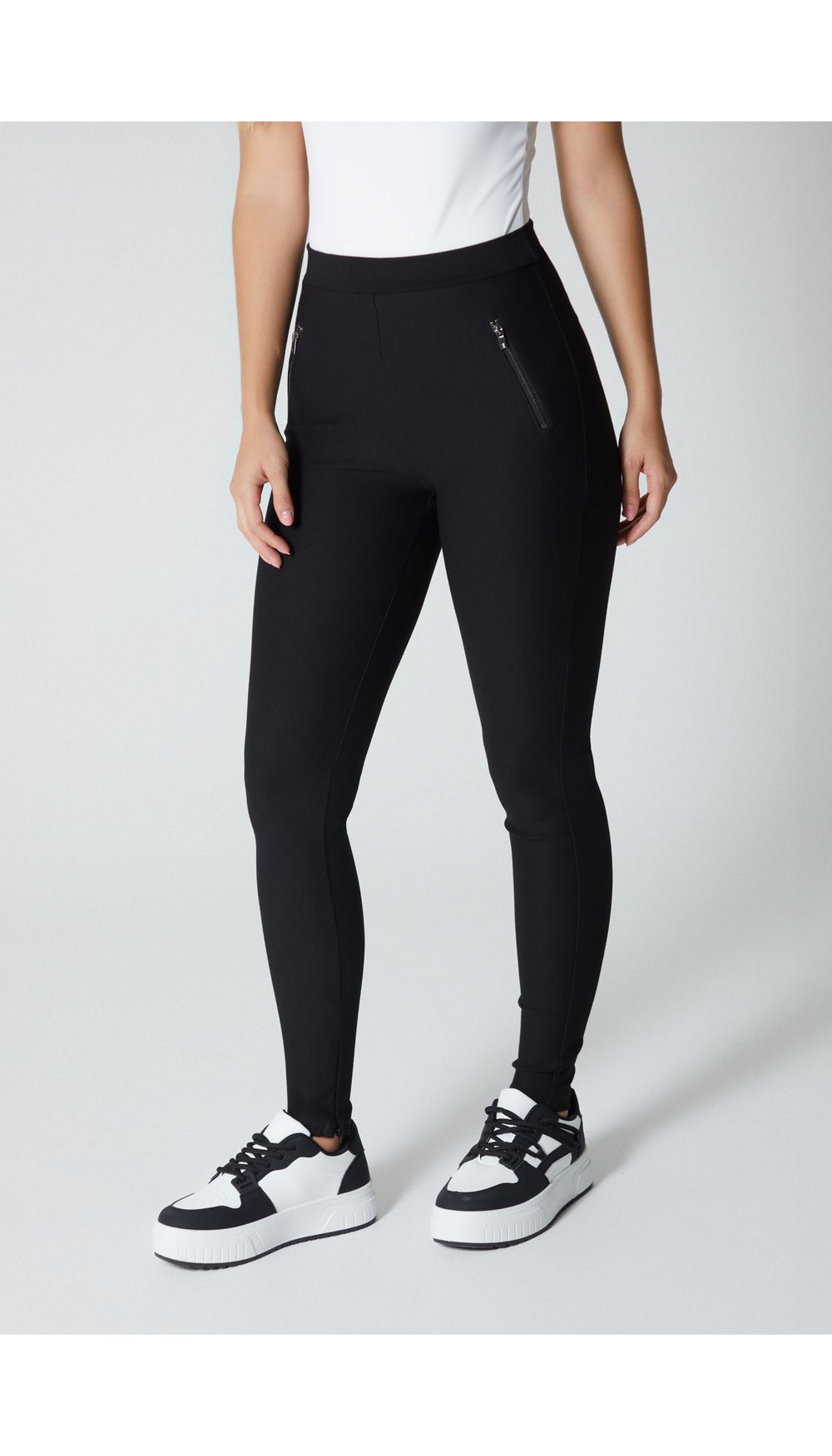 Legging tiro alto con cierres frontales para mujer