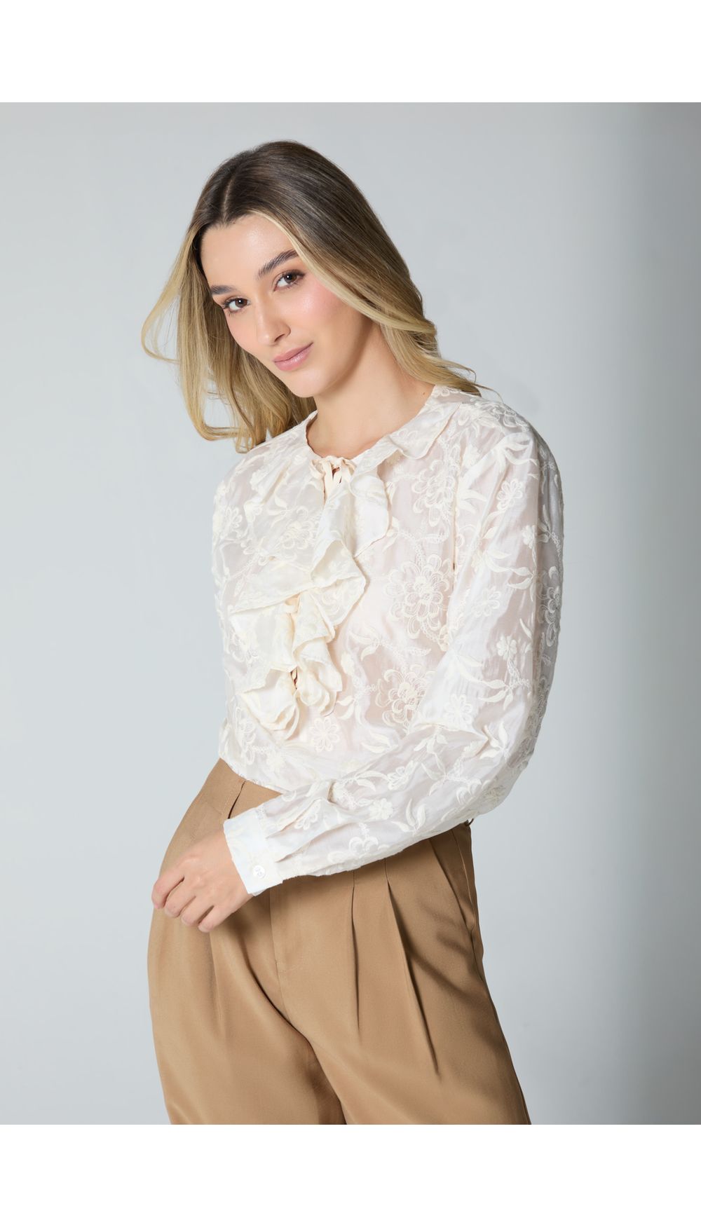 Blusa manga larga con boleros para mujer
