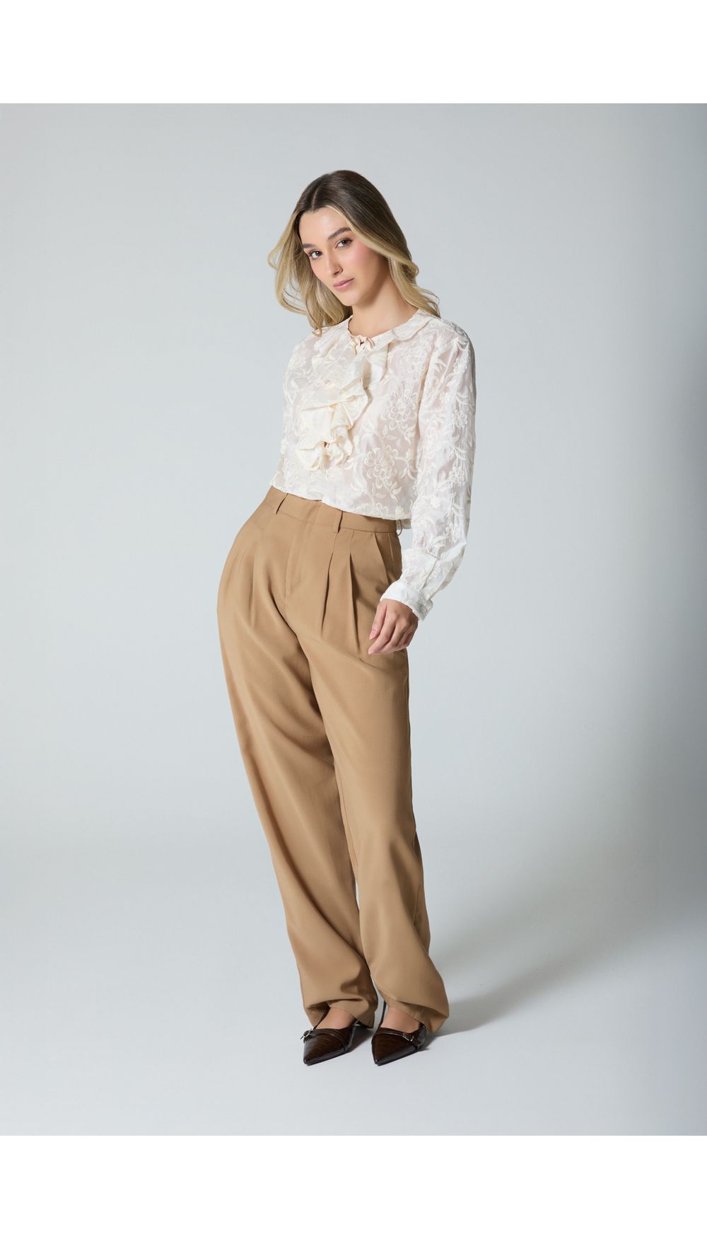 Blusa manga larga con boleros para mujer