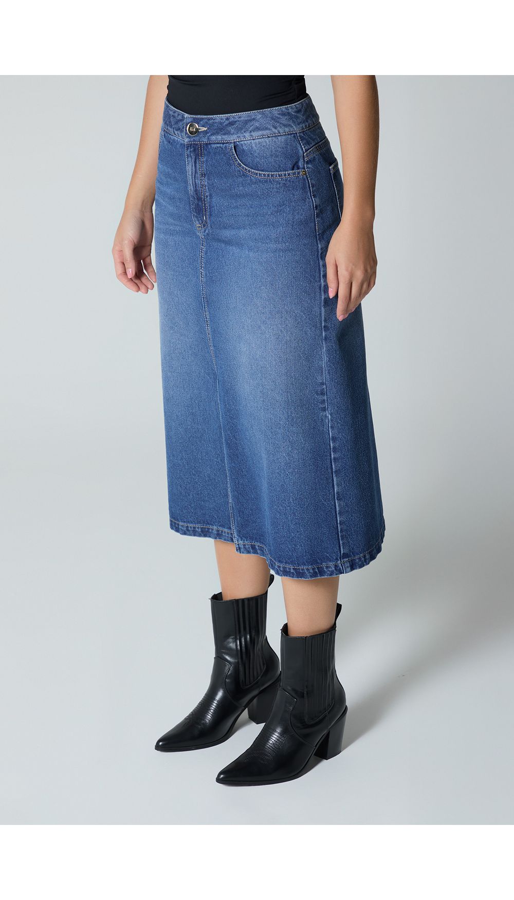 Falda midi denim para mujer