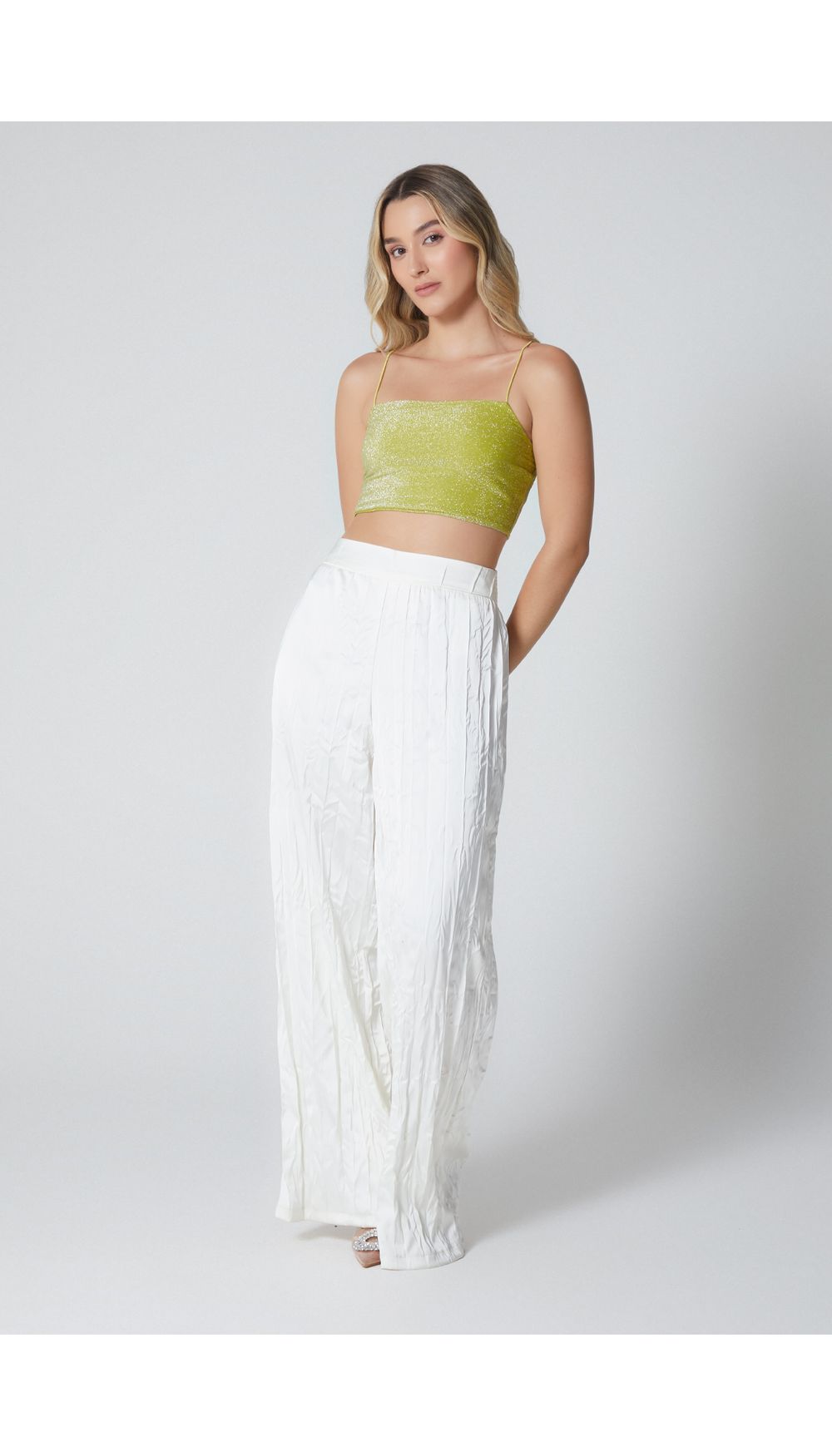 Blusa crop con tira pitillo para mujer