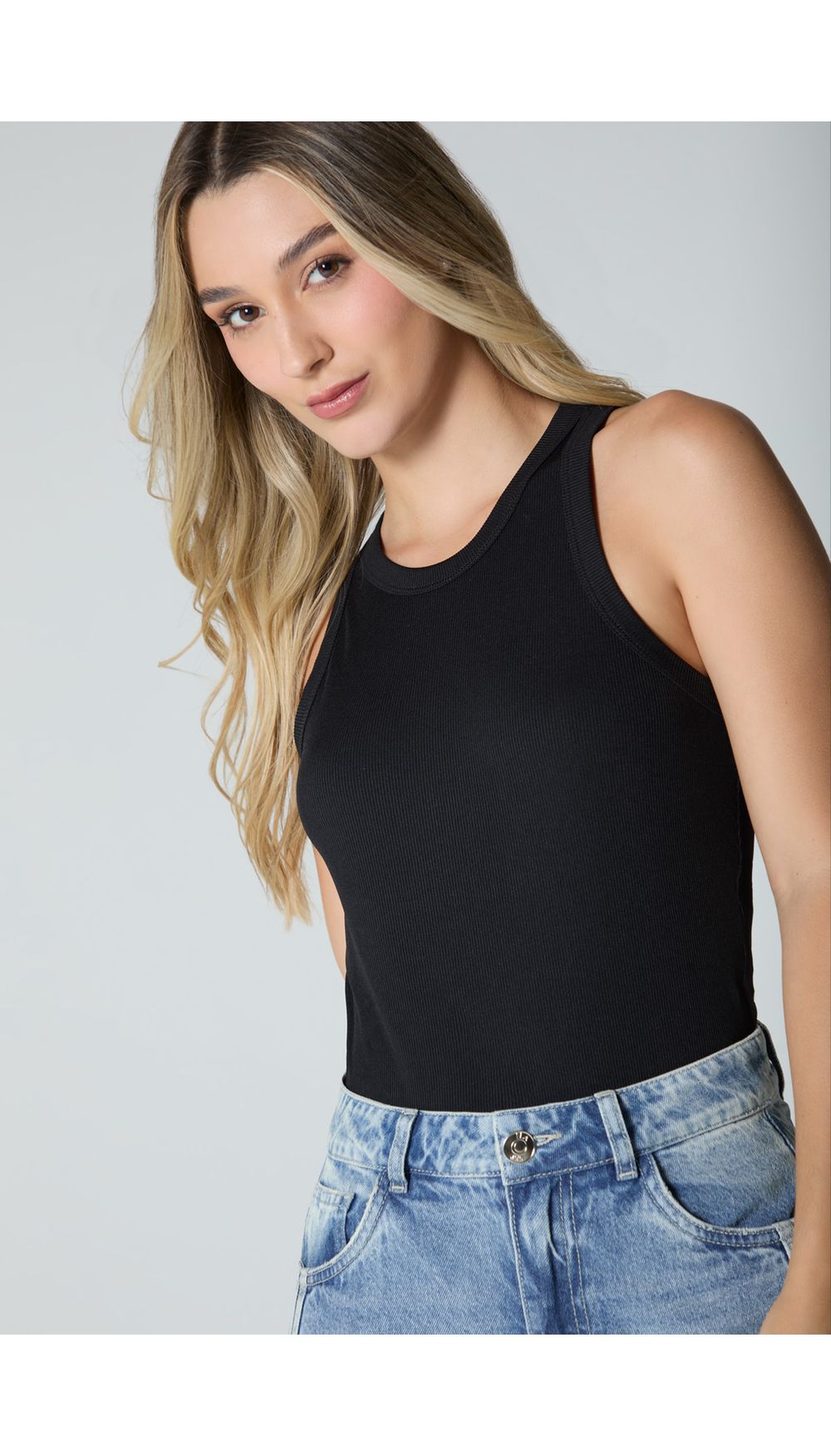 Blusa manga sisa en rib para mujer