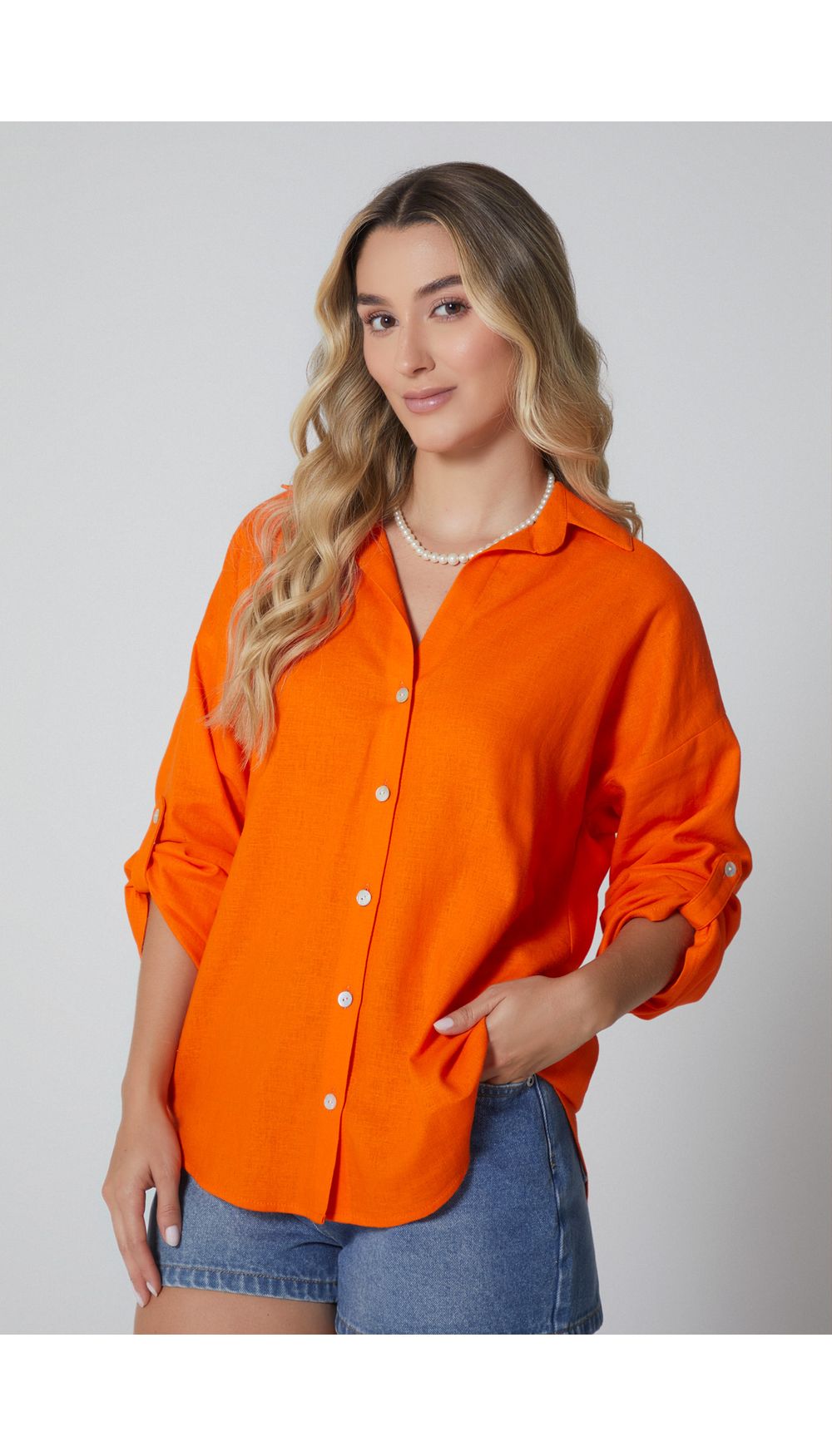 Bluson camisero para dama manga tres cua
