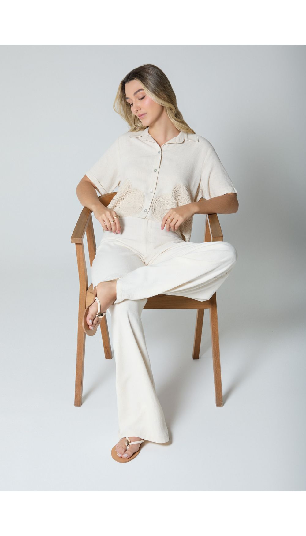 Blusa camisera para mujer manga corta