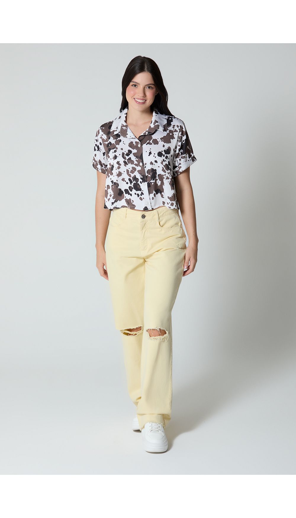 Blusa camisera para mujer manga corta