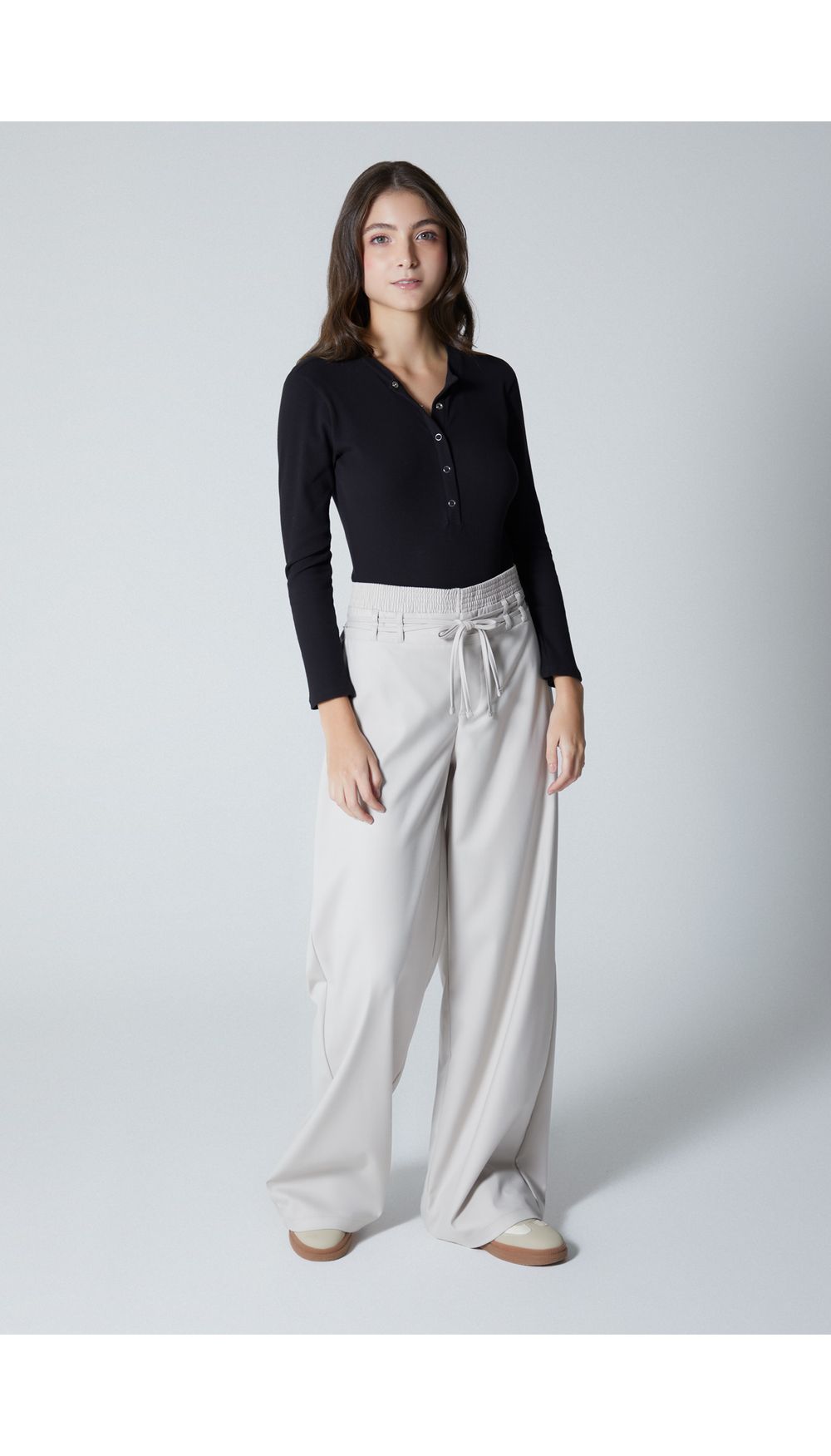Pantalon palazzo doble pretina para mujer