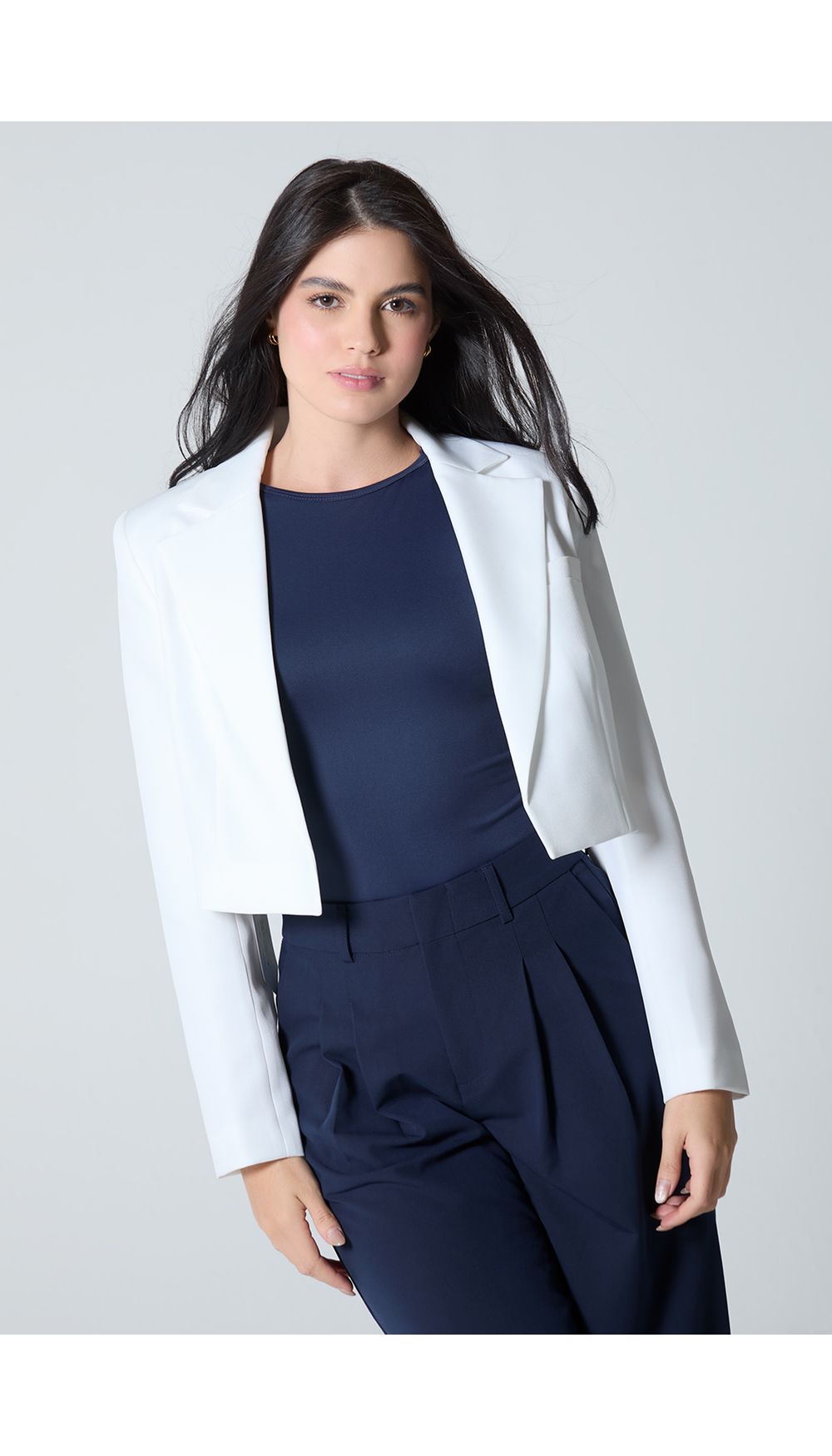 Blazer manga larga crop para mujer