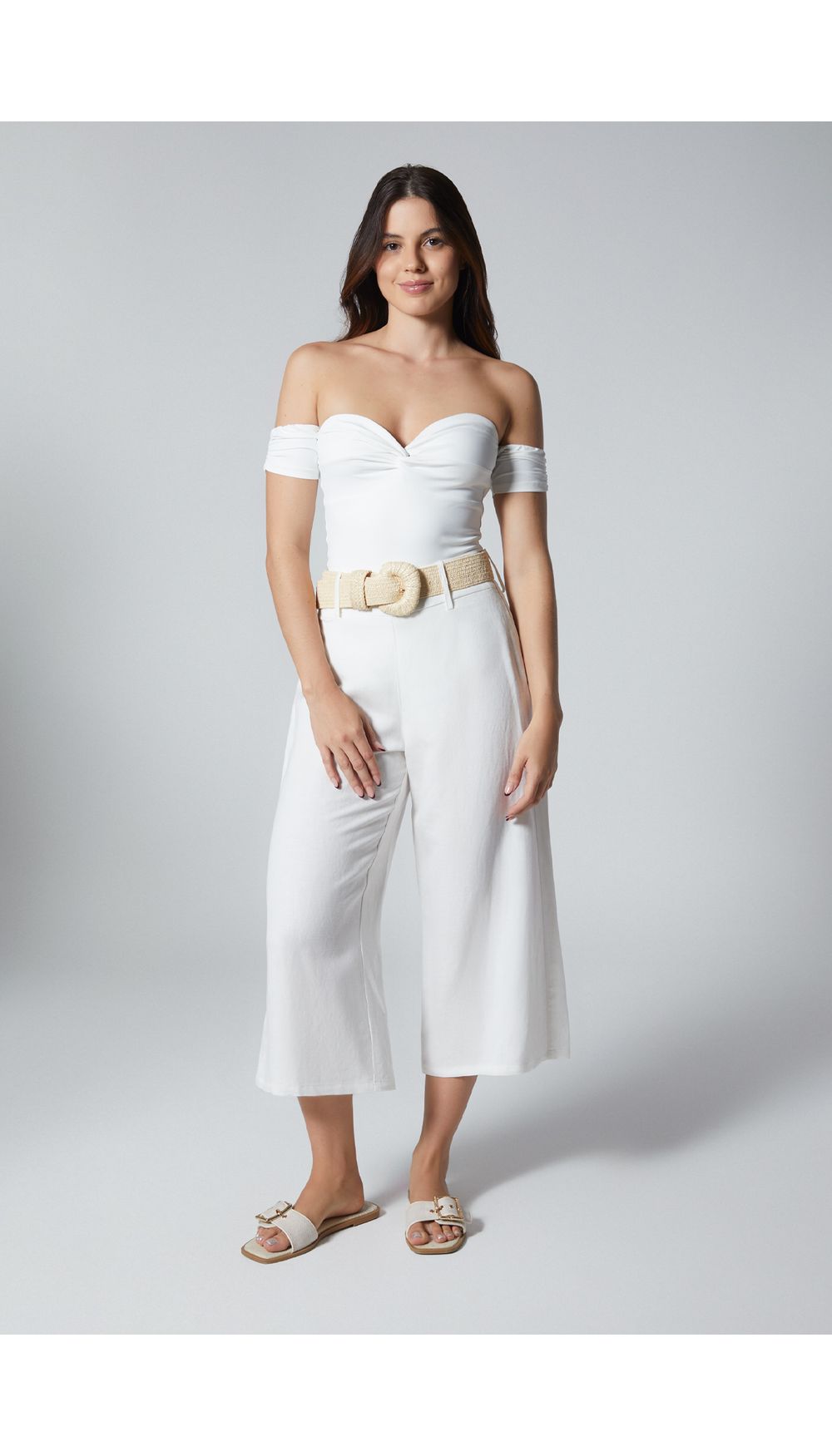 Pantalon culotte para mujer con cinturon