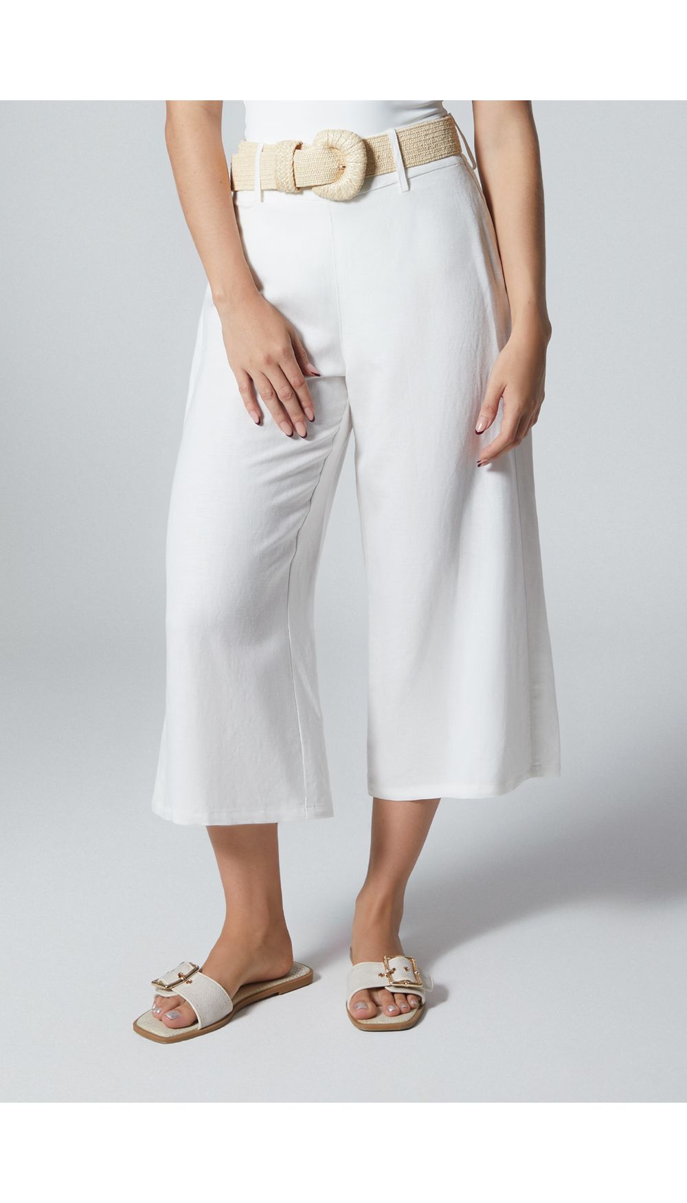 Pantalon culotte para mujer con cinturon