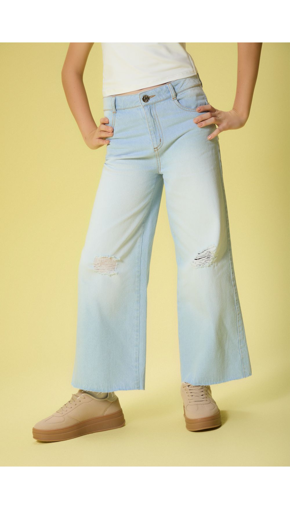 Jean para girl tiro alto palazo