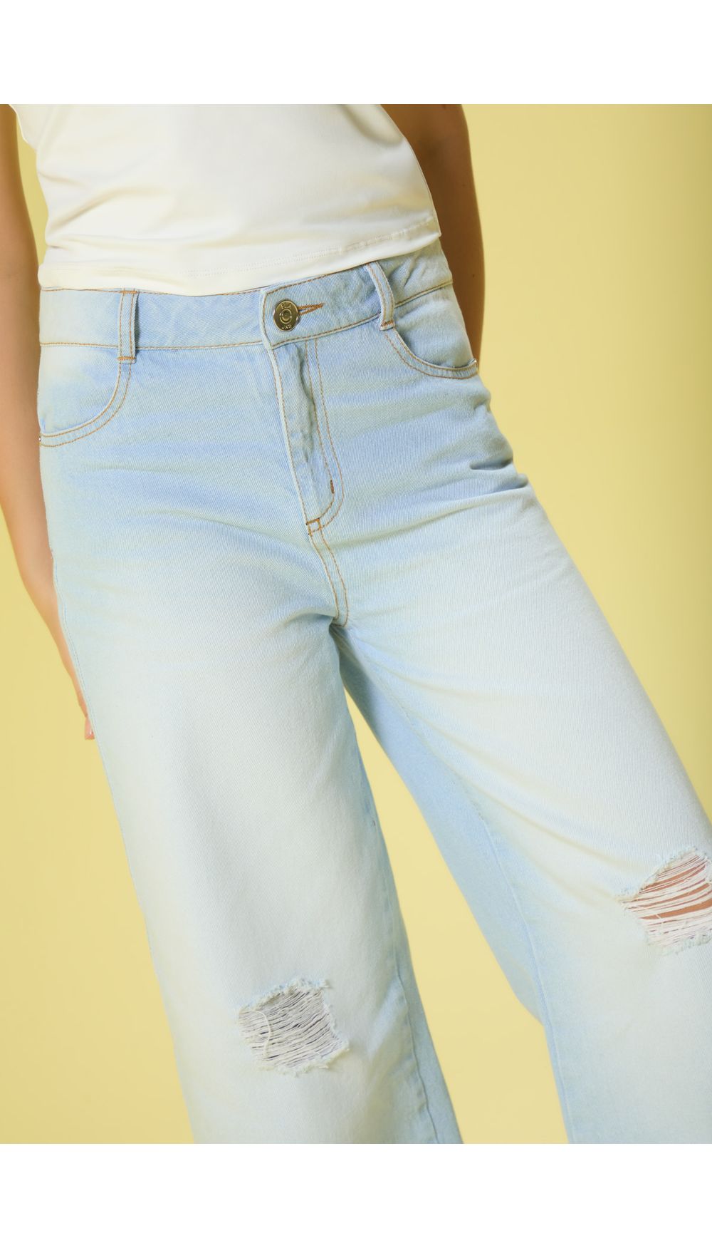 Jean para girl tiro alto palazo