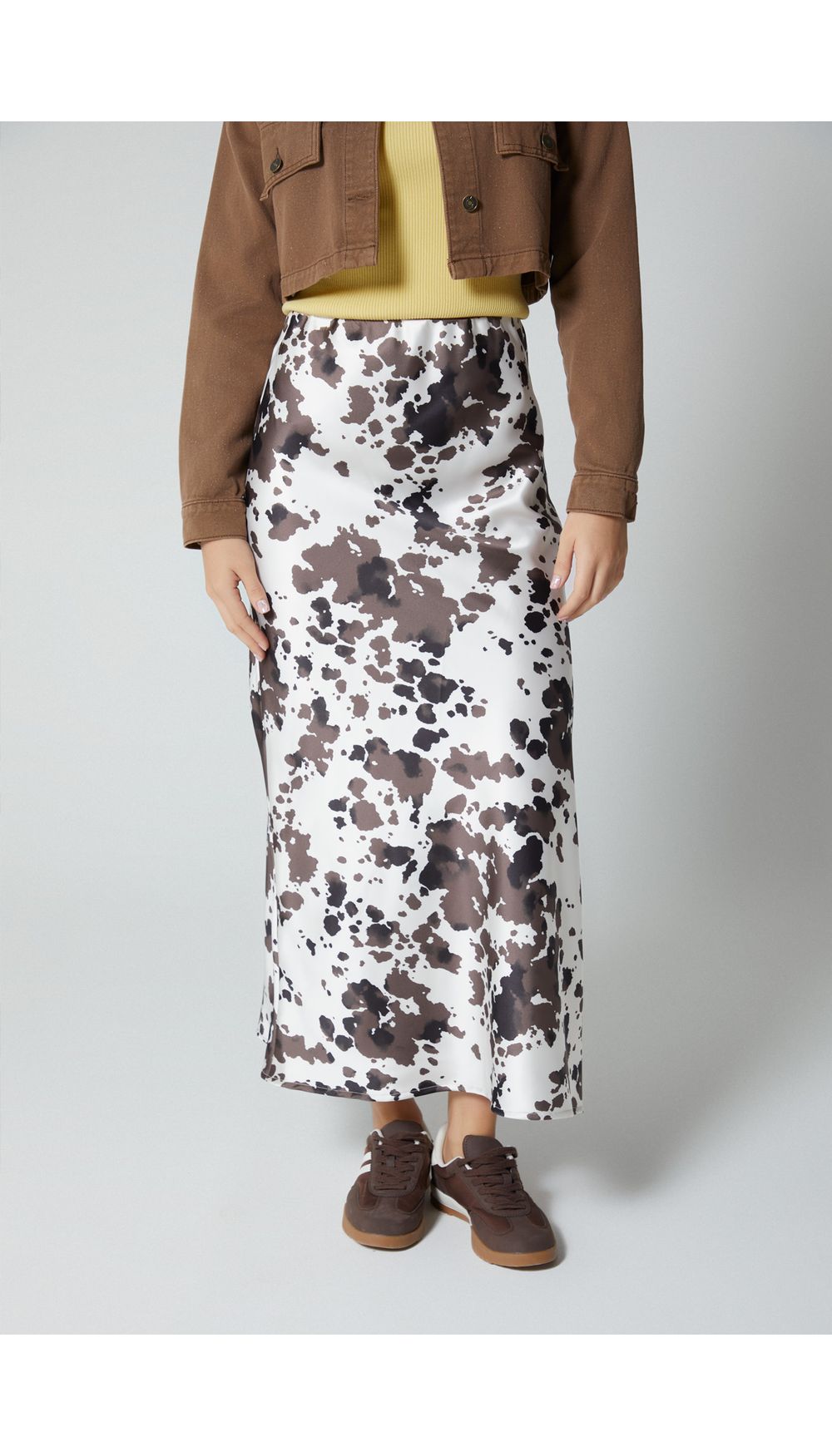 Falda midi sateen para mujer