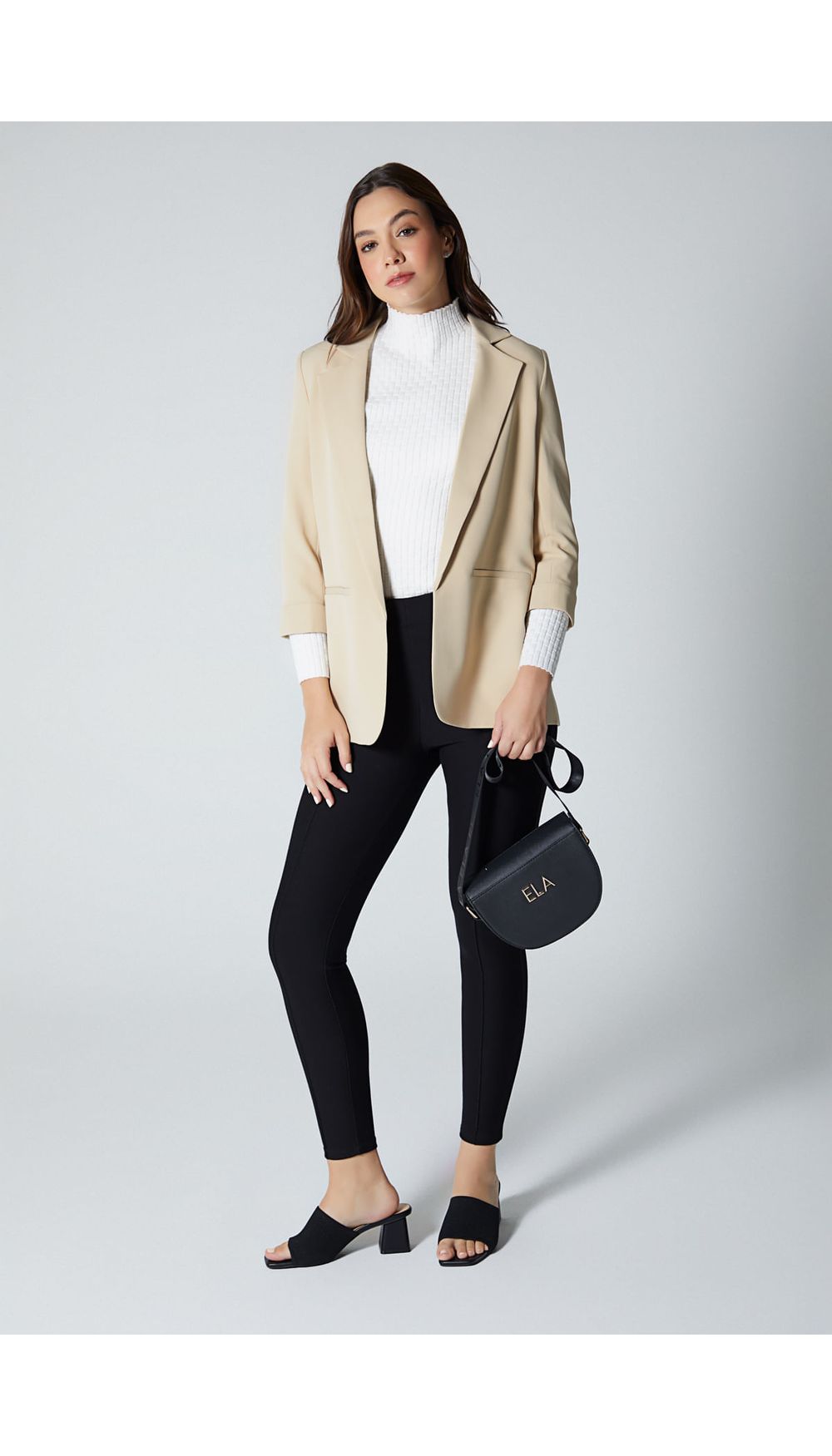 Blazer basico manga tres cuartos para mujer