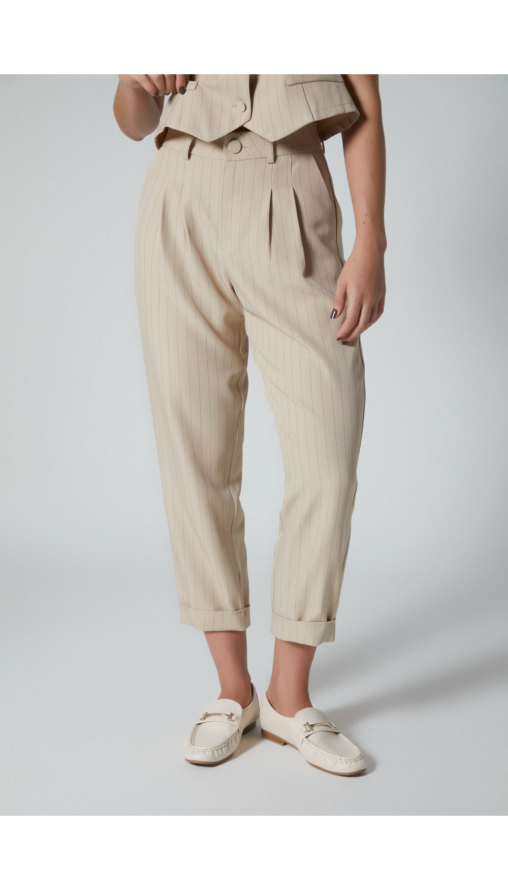 Pantalon tiro alto silueta suelta para mujer