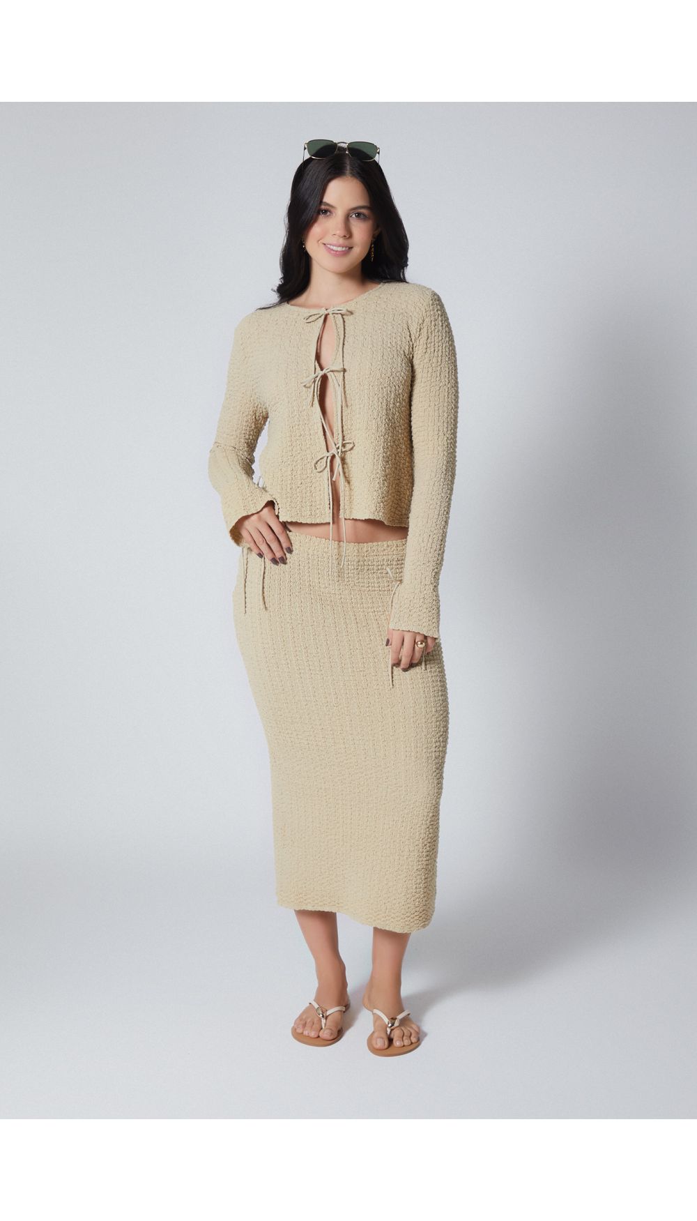 Falda midi tiro alto para mujer
