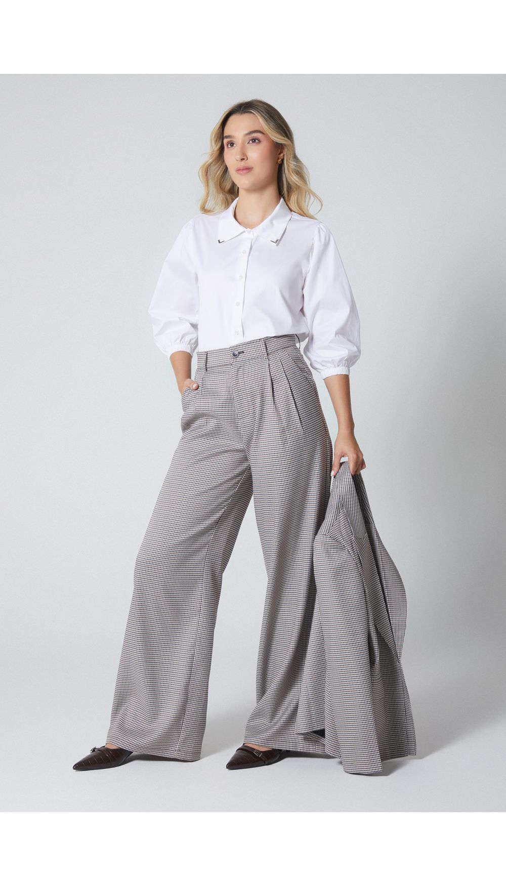 Pantalon tiro alto palazzo para mujer