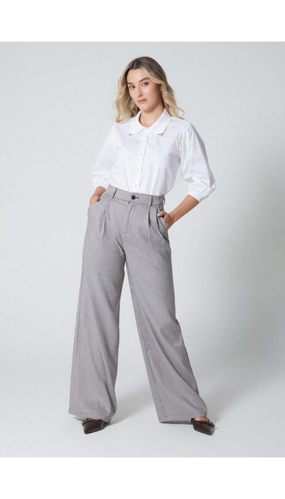 Pantalon tiro alto palazzo para mujer