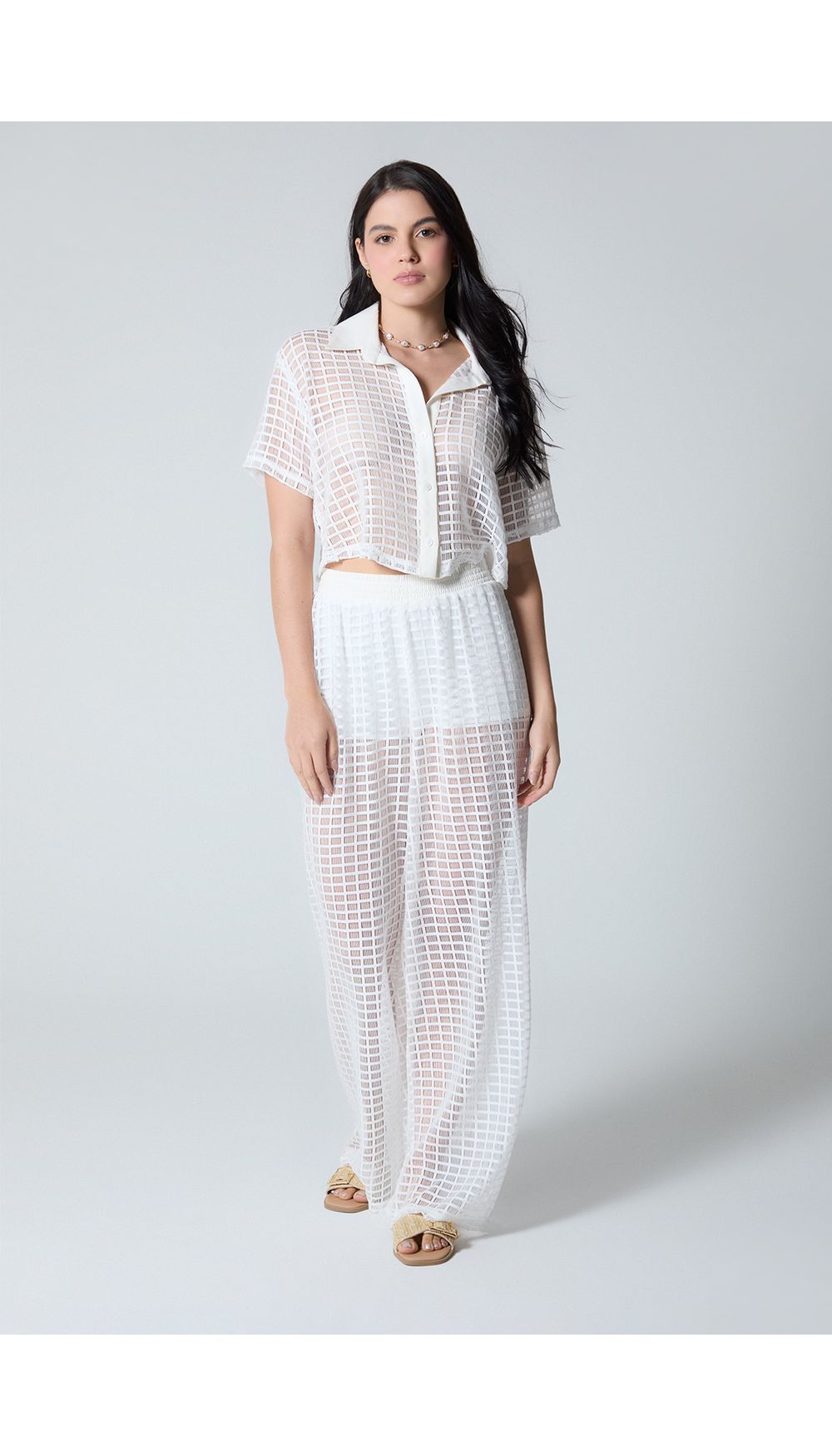Conjunto blusa manga corta y pantalon para mujer