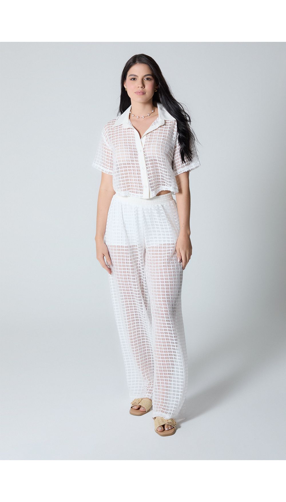 Conjunto blusa manga corta y pantalon para mujer