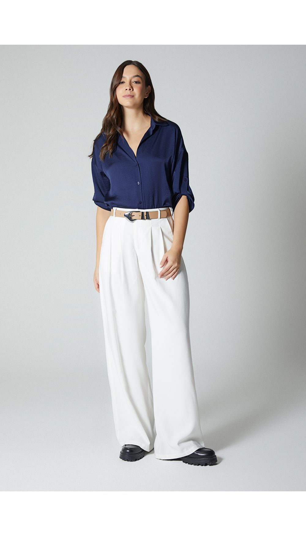 Pantalon tiro alto palazzo para mujer