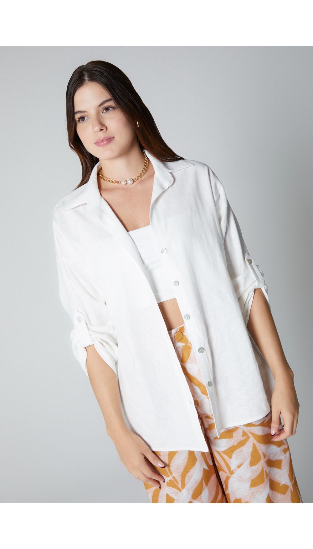 Bluson camisero manga tres cuartos para mujer