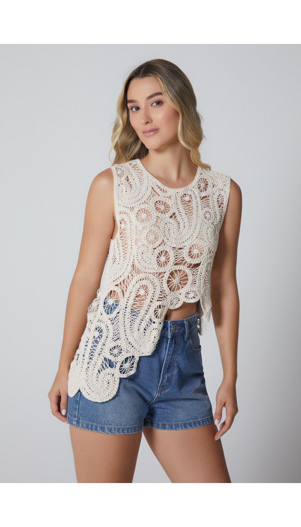 Blusa manga sisa silueta asimetrica para mujer