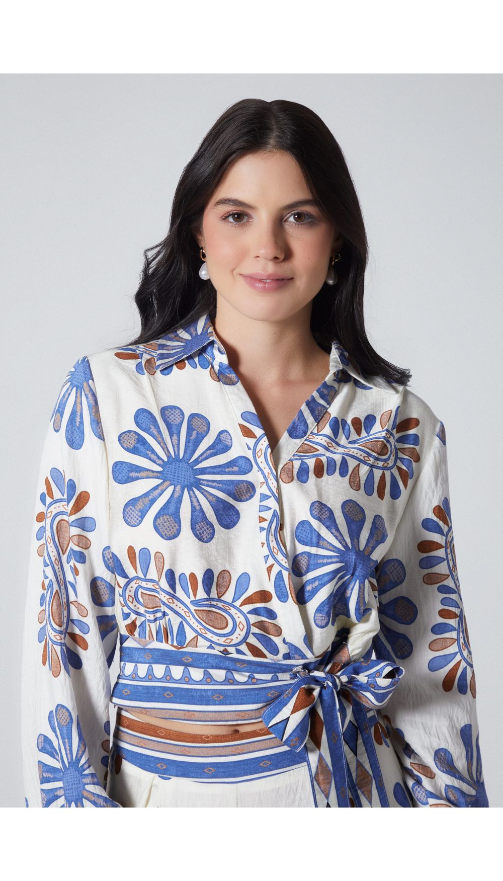 Blusa camisera wrap para mujer