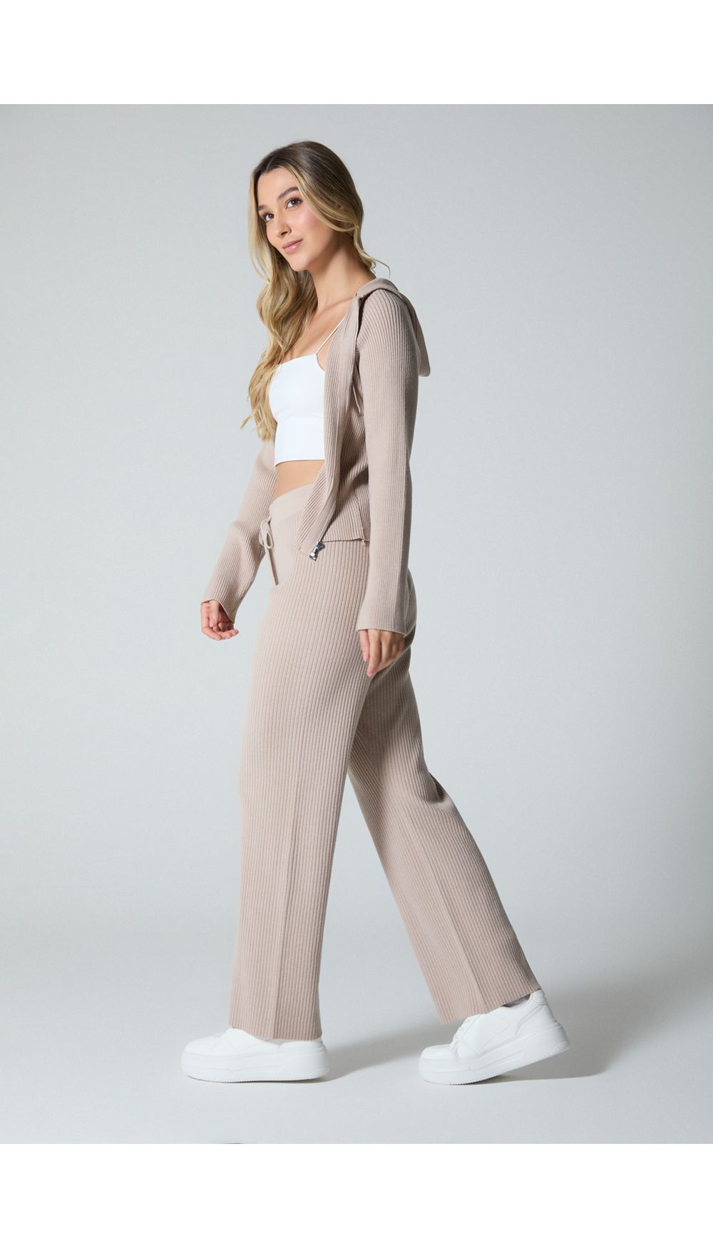 Pantalon tiro alto tejido para mujer