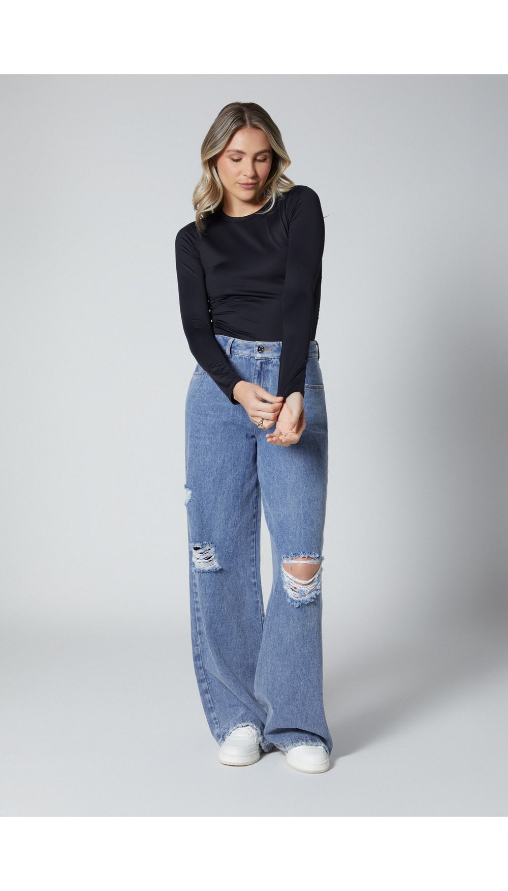 Blusa mga larga cllo redondo para mujer