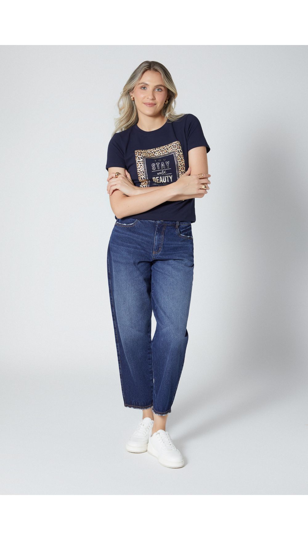Jean para mujer tiro medio mom fit