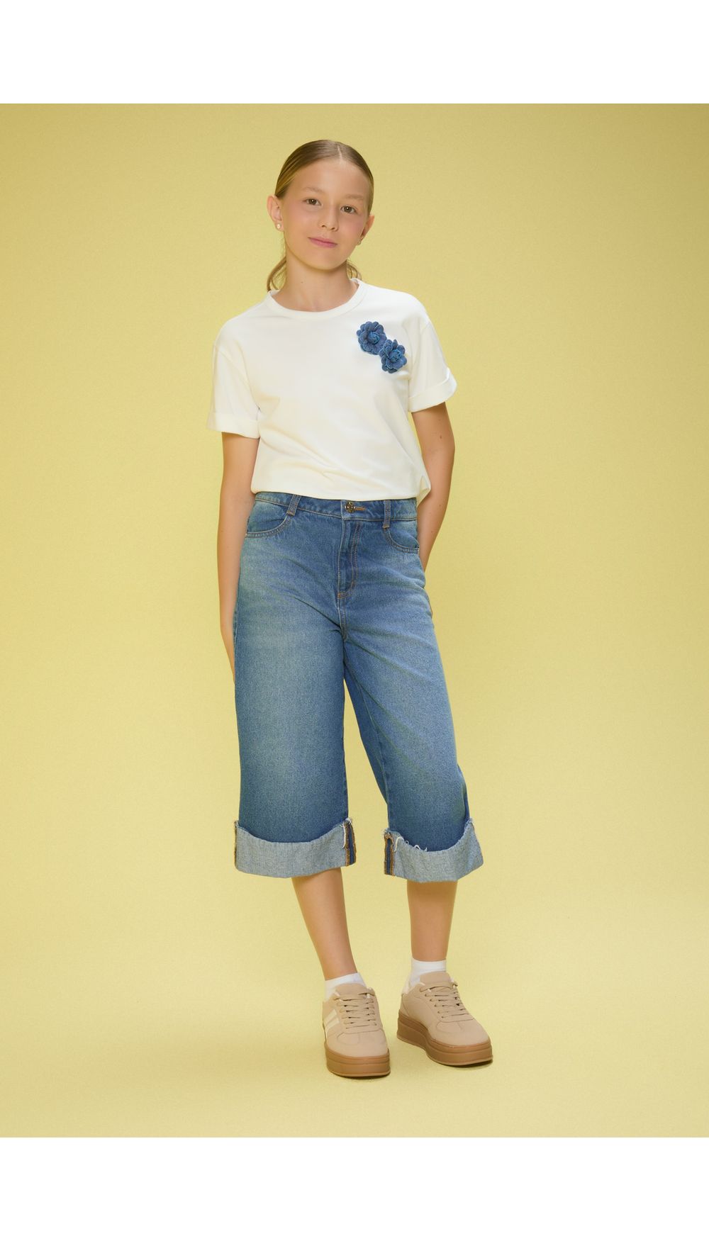 Jean para girl tiro alto culote
