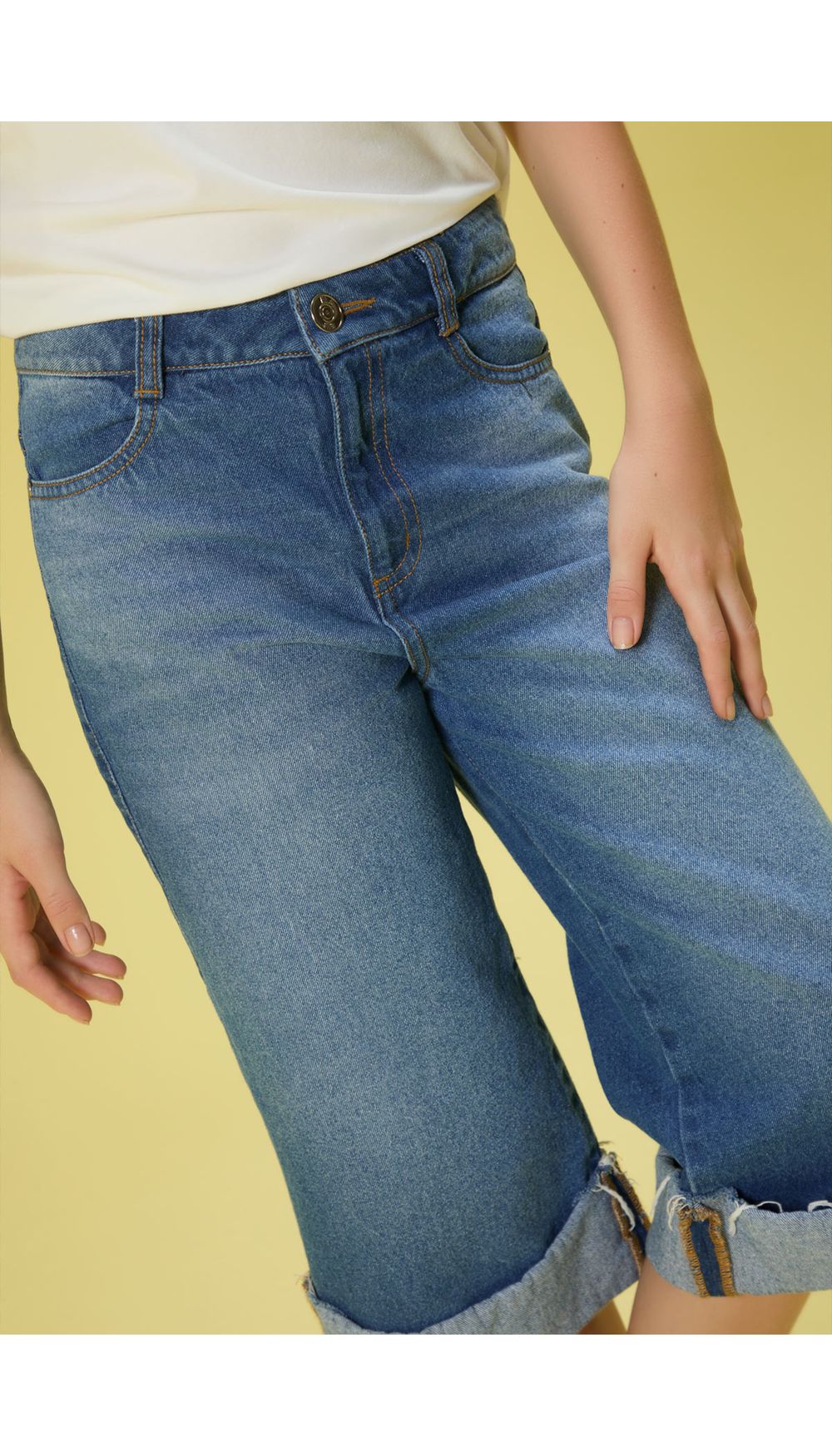 Jean para girl tiro alto culote