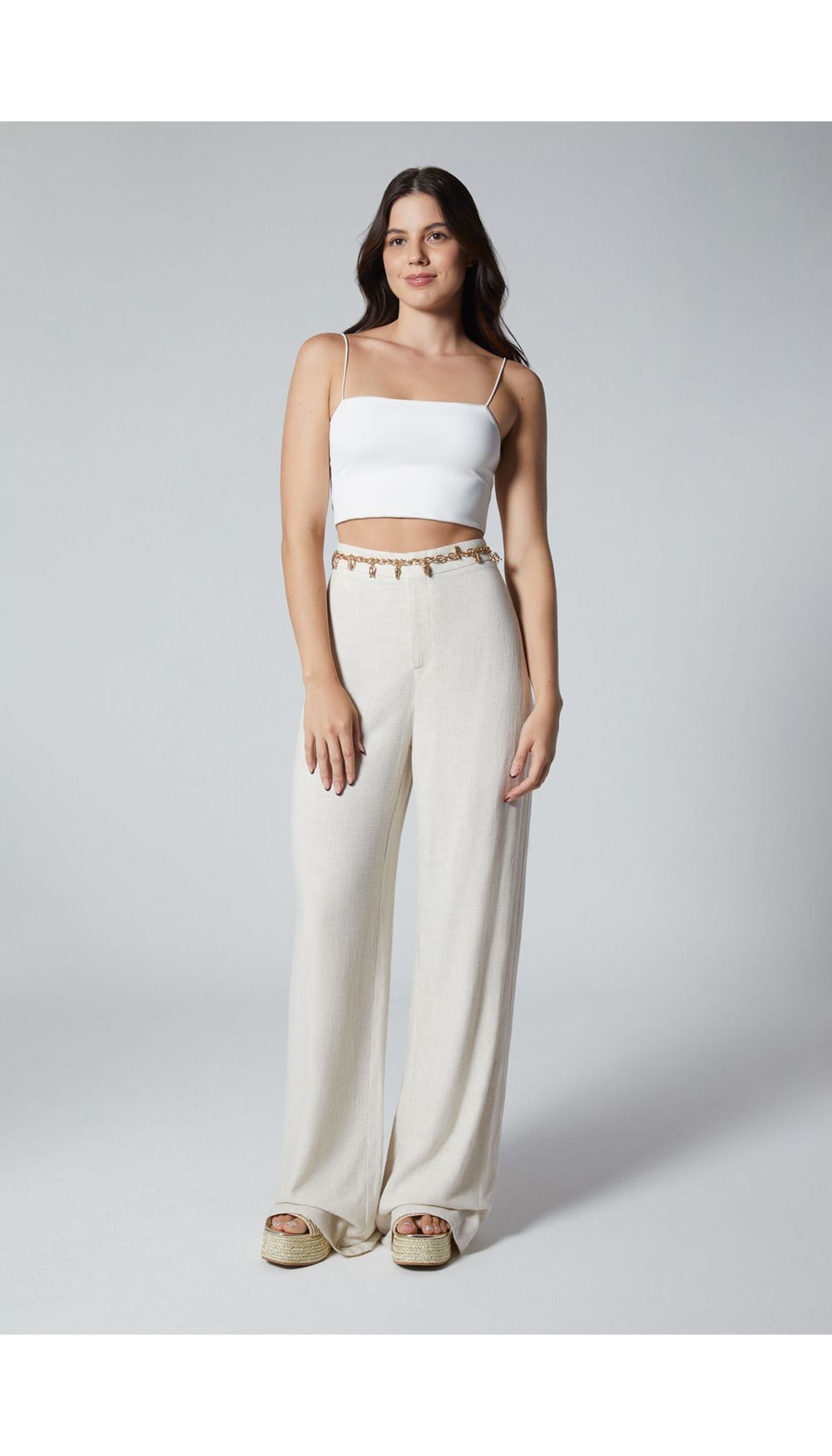 Pantalon palazo para mujer con cinturon