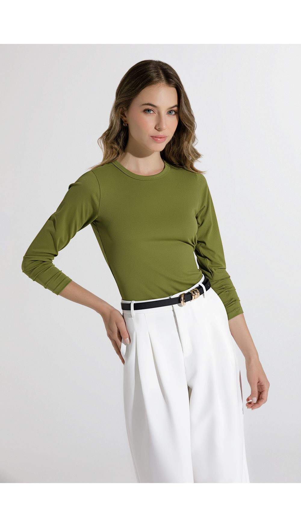 Blusa mga larga cllo redondo para mujer