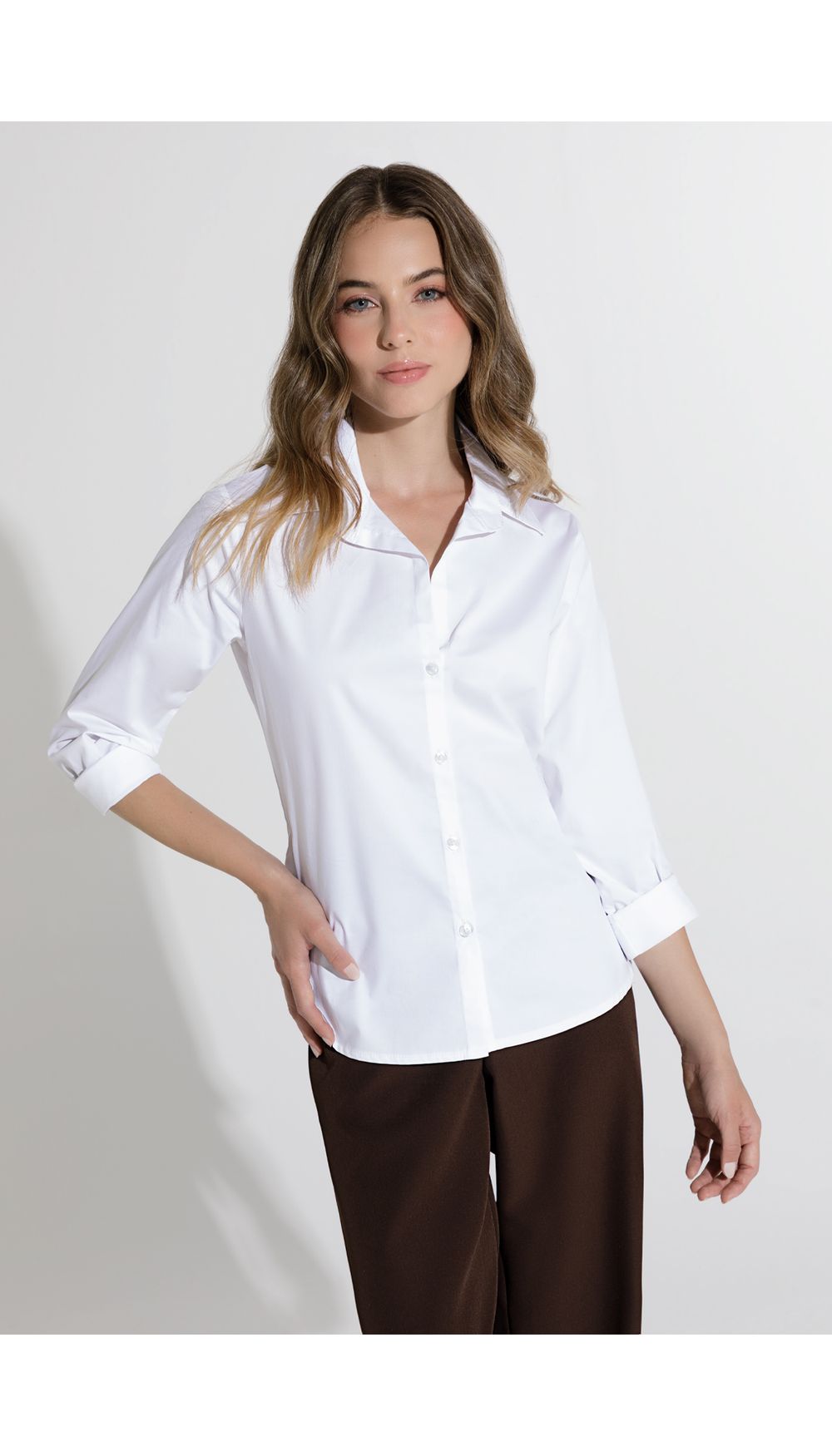 Blusa camisera manga larga para mujer